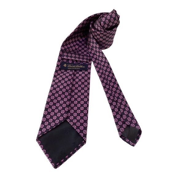 BROOKS BROTHERS MAKERS & MERCHANTS Pink Flower Silk Tie 58"-3.7" EC - Picture 2 of 7